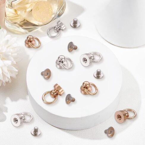 GORGECRAFT 1 Box 40Pcs 2 Colors Rivets with Ring Brass Round Head Screw Rivet Screwback Pull Rings Buttons Free Rotation Rotatable Leather Kit for DIY Handbag Phone Case Belt Dog Collar Accessory in Saudi Arabia