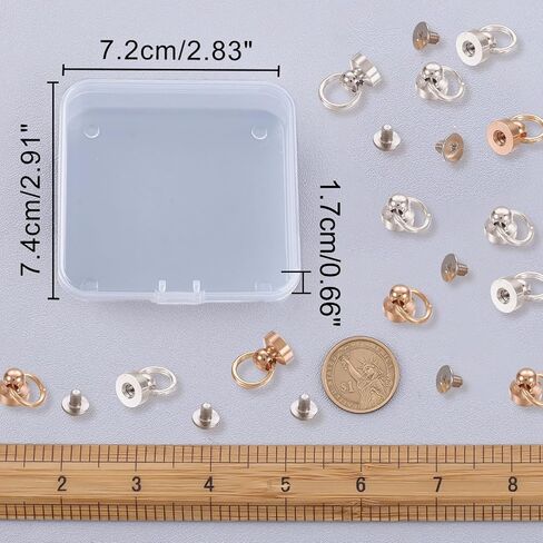 GORGECRAFT 1 Box 40Pcs 2 Colors Rivets with Ring Brass Round Head Screw Rivet Screwback Pull Rings Buttons Free Rotation Rotatable Leather Kit for DIY Handbag Phone Case Belt Dog Collar Accessory in Saudi Arabia