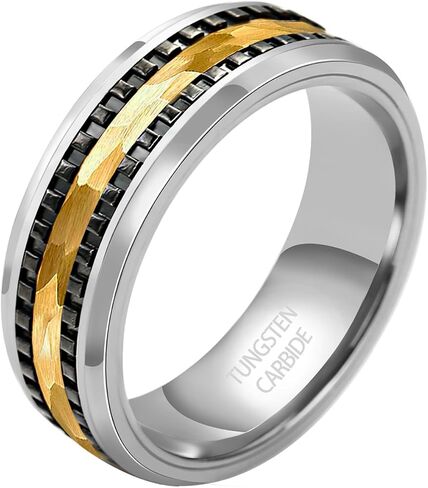 TGNEL 8mm التنغستن مطروق رجل الزفاف الفرقة وعد الدائري بالنسبة له، الأزياء والعتاد خاتم الخطوبة الراحة تناسب حجم 8-14 in Kuwait