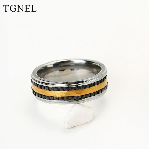 TGNEL 8mm التنغستن مطروق رجل الزفاف الفرقة وعد الدائري بالنسبة له، الأزياء والعتاد خاتم الخطوبة الراحة تناسب حجم 8-14 in Kuwait