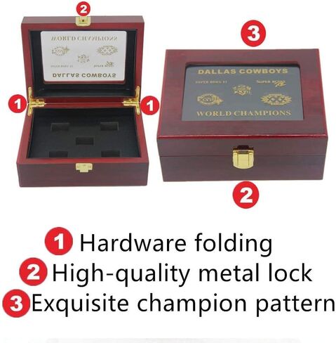 Algasan Dallas 5-time Cow 1971 1977 1992 1993 1995 boys World champions Rings Set with wooden Box Gifts for Men Women Boys Kids Youth fathers Championship Ring in Saudi Arabia