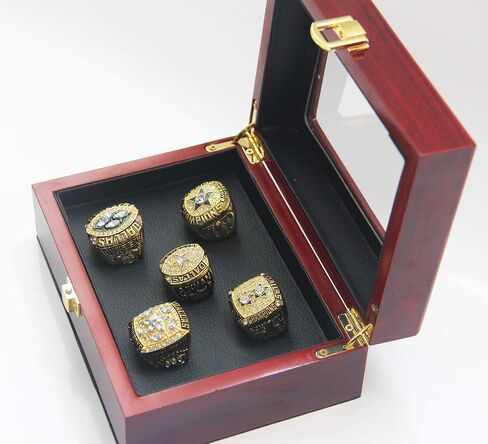 Algasan Dallas 5-time Cow 1971 1977 1992 1993 1995 boys World champions Rings Set with wooden Box Gifts for Men Women Boys Kids Youth fathers Championship Ring in Saudi Arabia