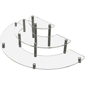 MyGift Clear Acrylic Cupcake Holder Stand, Dessert and Appetizer Display Server Stand with 3-Tier Half Circular Shelf Design, Multipurpose Display Riser with Chrome Silver Metal Legs