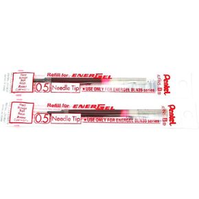 2 Pk Pentel LRN5-B EnerGel Refills, 0.5 mm Fine Needle Tip, Red