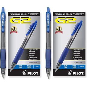 Pilot G2 Retractable Premium Gel Ink Roller Ball Pens, Bold Pt, 24 Pack, Blue