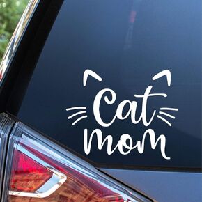 Sunset Graphics & Decals Cat Mom Decal Vinyl Car Sticker | Cars Trucks Vans Walls Laptop | White | 5.5 inches | SGD000212