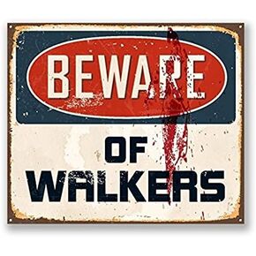 Beware of Walkers Sticker Decal Fun Sign Zombie Walking Dead - Sticker Graphic - Auto, Wall, Laptop, Cell, Truck Sticker for Windows, Cars, Trucks
