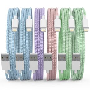 [Apple MFi Certified] Charger [6 Pack 3/3/6/6/6/10 FT] Multi-Size Multi-Color Long USB Fast Charging Lightning Cable Compatible with iPhone 14/13/12/11 Pro Max/XS MAX/XR/XS/X/8/7 Plus - Macaroon Color