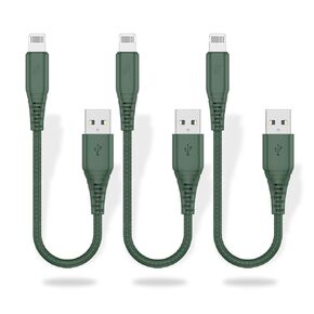 (10 Pack) Short Lightning Cable 1Ft, Cabepow 1 Foot iPhone Charger Cables,1 Feet Apple Charging Cord Compatible with iPhone 11/Pro/X/Xs Max/XR/8 Plus /7 Plus/6/ iPad (DarkGreen)