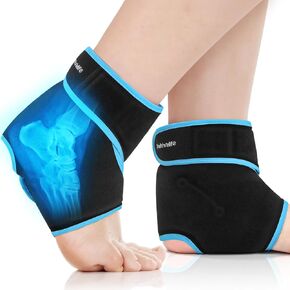 Ankle Ice Pack Wrap, Gel Ice Packs for Foot Pain Relief, Reusable Gel Packs for Injuries Reusable, Hot Cold Compress for Achilles Tendonitis, Sprained Ankles，2 Packs