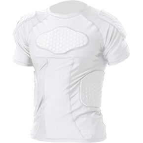 Padded Football Shirt Chest Rib Protector Heart Guard Padded Compression Shirt 6-Pads Protective Gear for Baseball,Basketball,Paintball