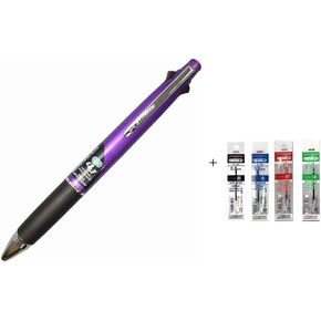 Uni Jetstream 0.5 mm Ballpoint Multi Pen and 0.5 mm Pencil Purple Body (MSXE510005.11) + Refill 4 Color Set (Black,Blue,Red,Green) SXR-80-05 0.5mm
