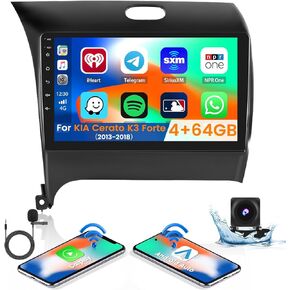 2+64G Android 13 CarPlay Car Stereo Radio for KIA Cerato K3 Forte 2013-2018, 9'' HD Touch Screen Compatible with Android Auto, AHD Backup Camera, Mirror Link, GPS, WiFi, FM RDS