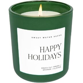 Sweet Water Decor Holiday Christmas Scented Candles - Christmas Stocking Stuffers Soy Candles Citrus & Oakmoss Scent - Christmas Candles with 70 Hours Burn Time - 15Oz Red Matte Jar Wax Candles