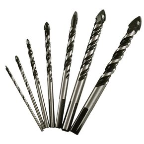 Masonry Drill Bit Set (7PCS) for Glass/Brick/Plastic/Cement/Wood/Tile/Etc, 1/8 to 1/2 Inch Drilling Bits with Triangle Handle, Industrial Strength Carbide Drill Bit Tip