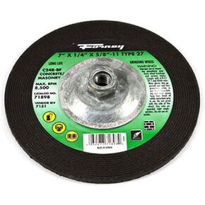 Forney 71888 Grinding Wheel with 5/8-Inch-11 Threaded Arbor, Masonry Type 27, C24S-BF, 4-1/2-Inch-by-1/4-Inch