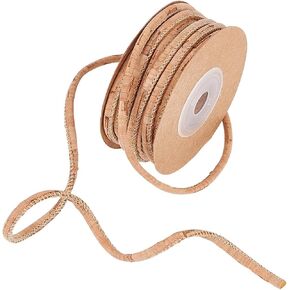 BENECREAT 6.56Yard Round Black Cork Rope, 1/8 inch Cork Wood String Bolo Cord, Wood Grain Ribbon Cork Rope for Clothing Accessories Jewelry Making