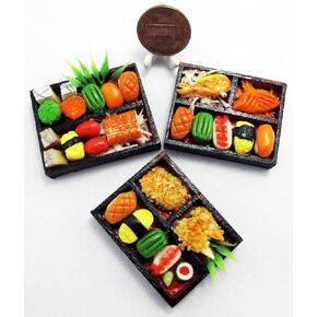3 Mix Dollhouse Miniature Sushi Bento,Tiny Food,Dollhouse Food