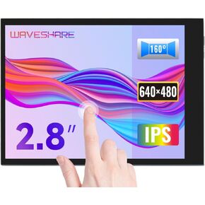 waveshare 2.8inch Screen LCD Compatible with Raspberry Pi 4B/3B+/3B/2B/B+/A+/Zero/Zero W/WH/Zero 2W 480×640 Resolution DPI IPS 5-Points Capacitive Touch Control Optical Bonding Toughened Glass Cover