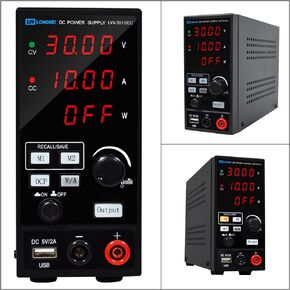 DC Power Supply Variable,30V 10A 300W Programmable Memory Function Adjustable Switching Regulated DC Bench Power Supply with 4-Digits LED Power Display 5V/2A USB Coarse and Fine Adjustmentsy
