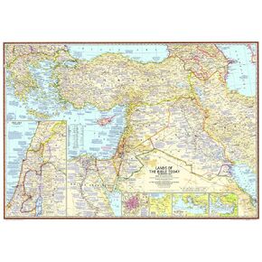 ناشيونال جيوغرافيك: خريطة أراضي الكتاب المقدس لعام 1967 - سلسلة خرائط الحائط التاريخية - 38.75 × 27.25 بوصة - ورق ملفوف