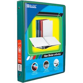 BAZIC 1/2" Green 3-Ring View Binder w/ 2-Pockets