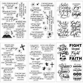 Arbuya 6 Sheets Christian Blible Verse Clear Stamps for Card Making or Journaling, Bible Quotes Sentiment Rubber Stamps Seal for Scrapbooking Gift Tags Paper Crafting Decoration