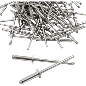 100pcs 1/8" x 1/4" Blind Rivets, 3.2mm x 6mm Round Head Stainless Steel Pop Rivets for Luggage Automobile Sheet Metal
