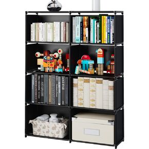 Bookshelf, Assembled Storage Rack, Bedroom Living Room Vertical Cabinet Bookshelf, Double Row 9-Grid Multi-Functional Storage Equipment (Grey)