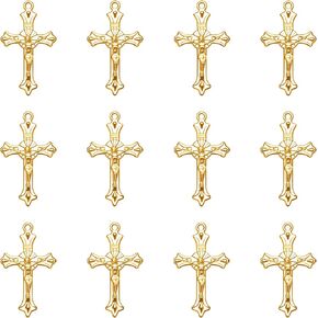 60pcs Christian Jesus Cross Religious Crucifix Alloy Gold Plated Charms For Jewelry Making DIY Pendants Necklace Bracelet Keychain Earring Bag Decor Crafts