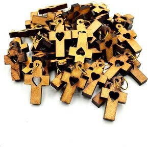 Zuluf Olive Wood Crosses, Holy Land Crosses, Small Olive Wood Necklace Crosses 50 PCS, Wooden Crosses. PEN228