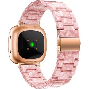 Baihui Compatible with Fitbit Versa 4/Versa 3 Bands/Fitbit Sense 2 Bands Women Resin Watch Band Replacement Wristbands for Fitbit Versa 3/Fitbit Sense, White