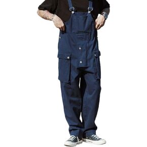 Men's Bib Overalls Baggy Loose Fit Workwear Sloppy Dungarees Lightweight Work Coveralls with Cargo Pockets
