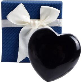 NUOTE 1.6 Inches Large Heart Shaped Worry Stone Green Crystal Green Malachite Stone Shiny Carved Natural Crystal Quartz Stone Polished Oval Pocket Palm Stone for Reiki Healing, Meditation, Gift, Decor
