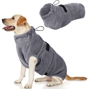 Dog Bathrobe Towel, Super Absorbent Dog Bath Robe Adjustable Dog Robes for After Bath, Fast Drying Dog Towels for Drying Dogs Soft Dog Drying Coat for Small Medium Large Dogs