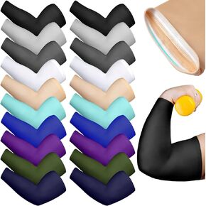 10 Pairs Plus Size Arm Sleeves UV Sun Protection Sleeves Cooling Ice Silk Arm Oversized Tattoo Sleeve Covers for Women Men, 10 Colors