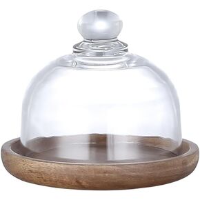 Mini Glass Butter Dish with Cover, Round Small Glass Butter Keeper with Dome Lid and Handle, Clear Covered Butter Serving Dish Decorative Crystal Mini Butter Container Butter Cloche
