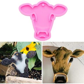 Shiny Glossy Bull Head Shape Silicone Mold Cow Face Keychain Polymer Clay Mold DIY Handmade Necklace Epoxy Resin Jewellery Silicone Mold Resin Crafting Molds Animal Keychains Mould