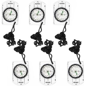 6 pcs Orienteering Compass, BOSOIRSOU Hiking Backpacking Compass Scout Compass Map Compass Outdoor Waterproof Compass for Kids Camping Trip Travelling