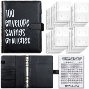 100 Envelopes Money Saving Challenge Book, 100 Day Challenge Money Saving Binder Kit, Easy & Fun Way To Save Cash $5,050, Savings Challenges Book With Envelopes For Budgeting Planner & Saving