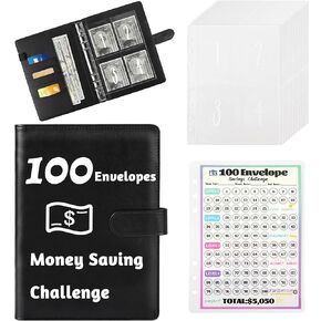 Budget Binder 100 Envelopes Challenge Binder Money Saving Budget Binder Money Organizer Saving Challenge Book with Cash Envelopes for Planning and Saving Money