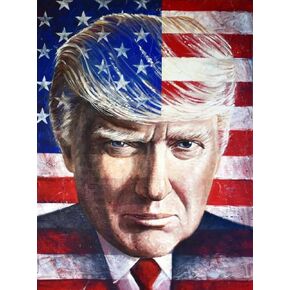DIY 5D Diamond Painting Kits for Adults Diamond Art Trump American Flag Full Round Drill Embroidery Kits Crystal Rhinestone Art for Mosaic Gift Home Wall Decor (12x16 inch)