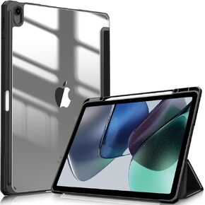 Fintie Hybrid Slim Case for iPad Air 13-inch (M2) 2024, [Built-in Pencil Holder] Shockproof Cover with Clear Transparent Back Shell, Lilac Purple