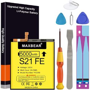 بطارية MAXBEAR Galaxy S21 FE، (محدثة) بطارية بديلة 5000 مللي أمبير في الساعة 3.85 فولت ليثيوم بوليمر EB-BG990ABY لهاتف Samsung Galaxy S21 FE 5G SM-G990U مع مجموعة أدوات الإصلاح in Kuwait