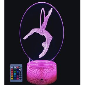 Creative 3D Gymnastics Night Light USB Power Remote Control LED Decor Table Desk Optical Illusion Lamps 7/16 Colors Changing Lights Children Kids Gift Christmas Xmas Brithday Gift