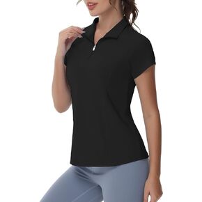 Women's V-Neck Golf Polo Shirts UPF 50+ Sun Protection Short Sleeve Quick Dry Lightweight Collared Shirt