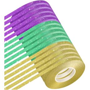 15 Rolls Curling Ribbons Purple Green Gold Glitter Curling Ribbon Balloon String Roll Assorted Color for DIY Craft Gift Wrapping, Party Decorations 3/16 Inch