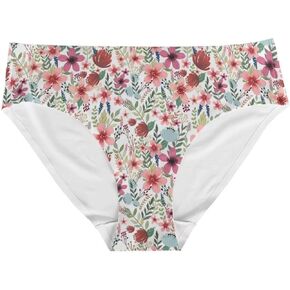 Floral Retro Print Pattern Soft Briefs Women Underwear Bikini Ladies Panties