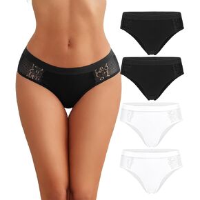 Avidlove Women Cotton Underwear Lace Hipster Brief Panties Ladies Stretch Underpants Multipack