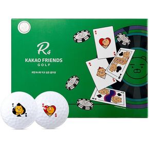 كرات جولف KAKAO FRIENDS GOLF R4، غطاء يوريثان 4 قطع، تحكم فائق في الدوران والكرة، تي شيرت جولف مطبوع (1 دزينة، 12 كرة) in Kuwait